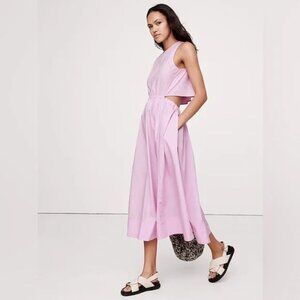 Banana Republic Cotton Poplin Cut-Out Midi Dress, pink, size Medium